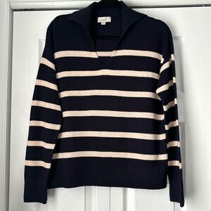 NWOT Loft Outlet Navy/Light Pink Striped Lightweight Knit Sweater